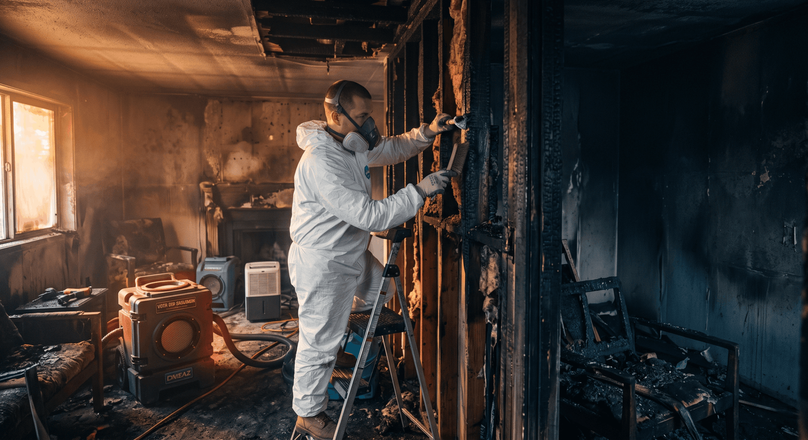Fort Worth fire and smoke damage restoration &mdash; emergency response crew on site